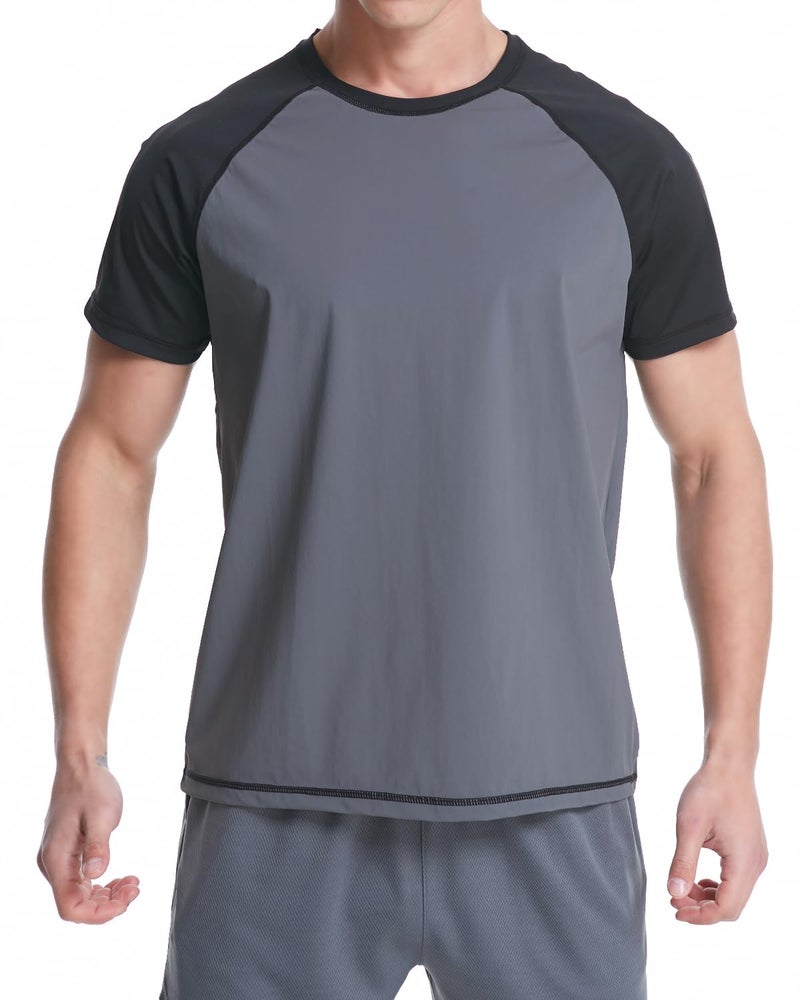 VAYAGER Men's Swim Shirts Rash Guard UPF 50+ T Shirts Quick Dry Loose Fit Water Surfing Shirt(Gray-L) - Image 1